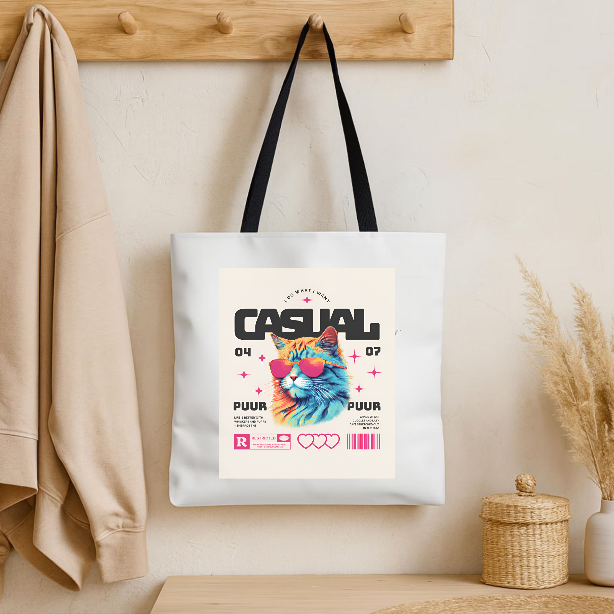 Casual Cat “I Do What I Want” Tote Bag