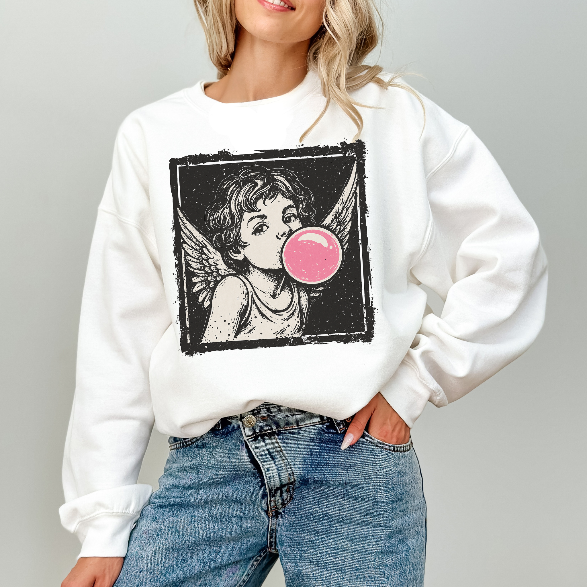 Vintage Cupid Bubblegum Graphic Crewneck