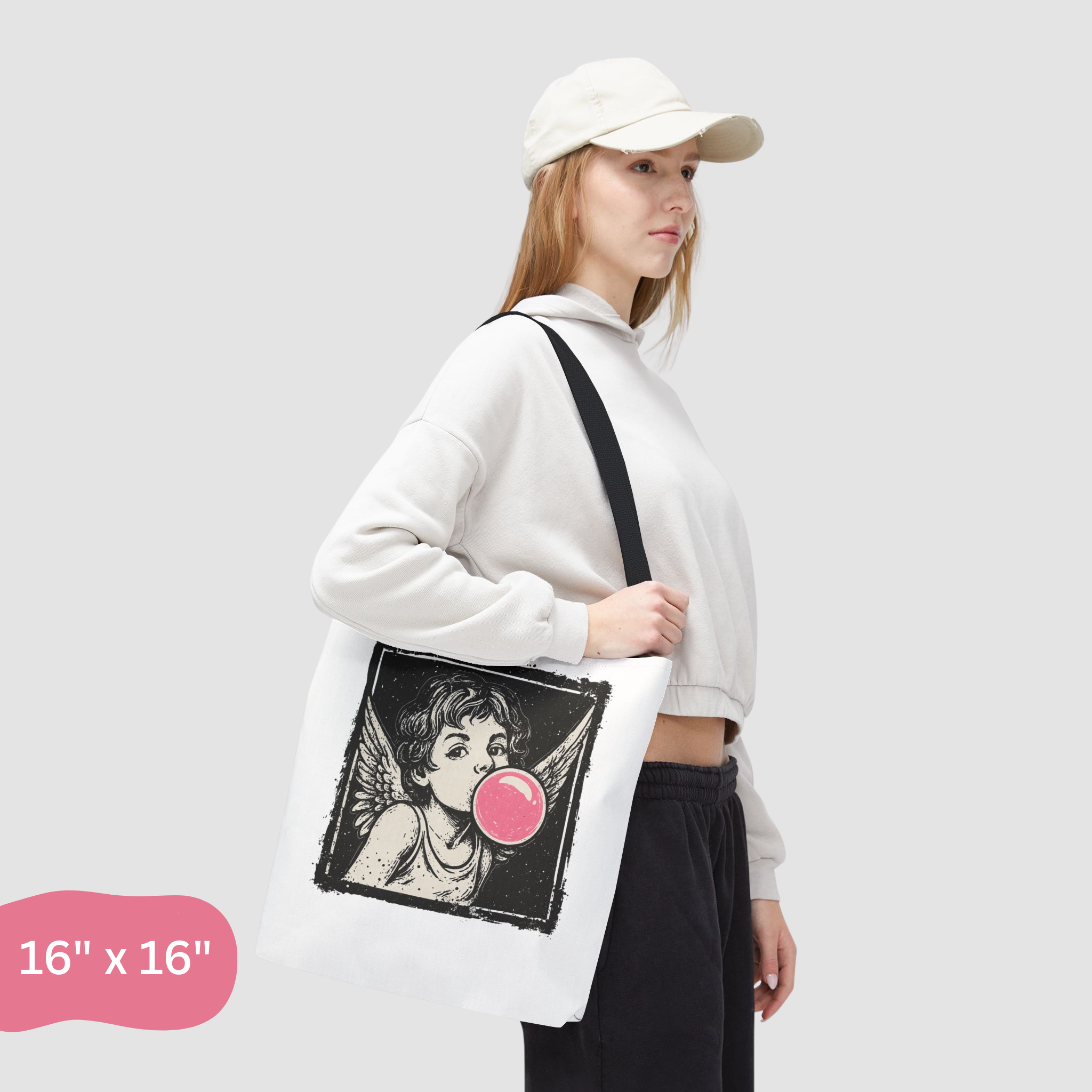Vintage Cupid Bubblegum Graphic Tote Bag