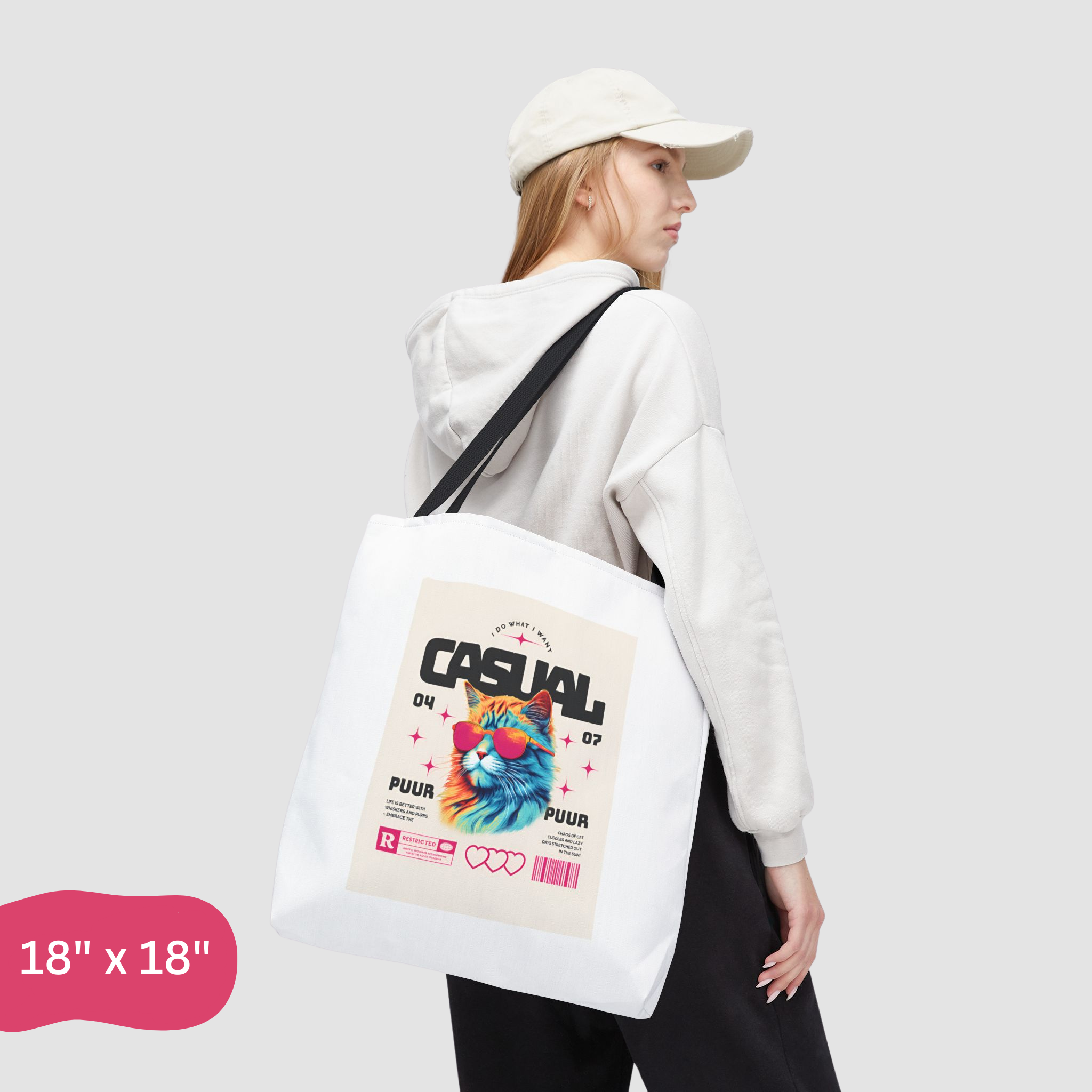 Casual Cat “I Do What I Want” Tote Bag