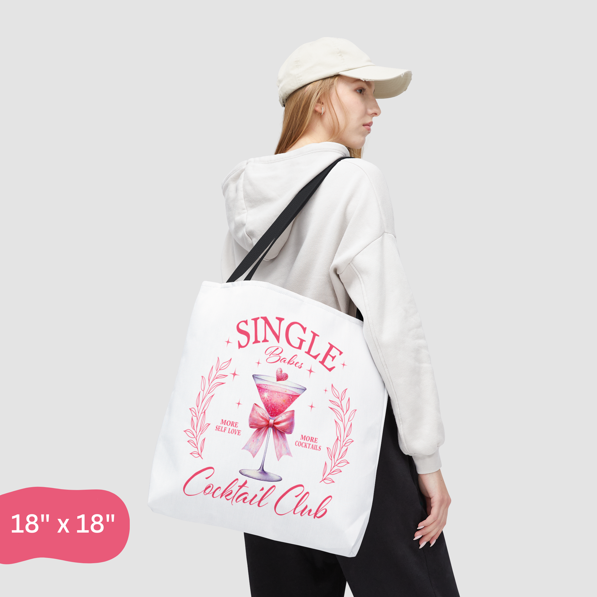 "Single Babes Cocktail Club" Pink Martini Tote Bag