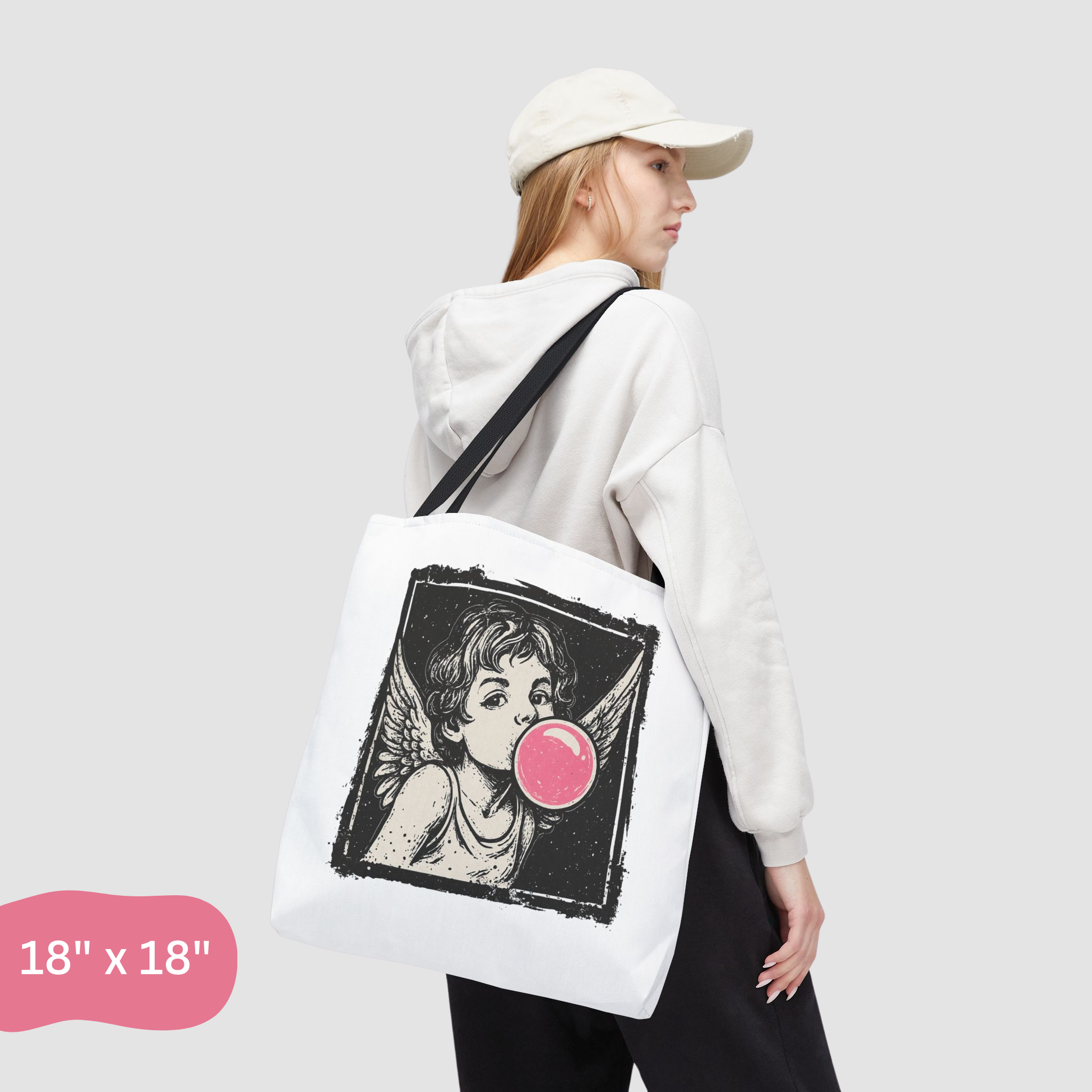 Vintage Cupid Bubblegum Graphic Tote Bag