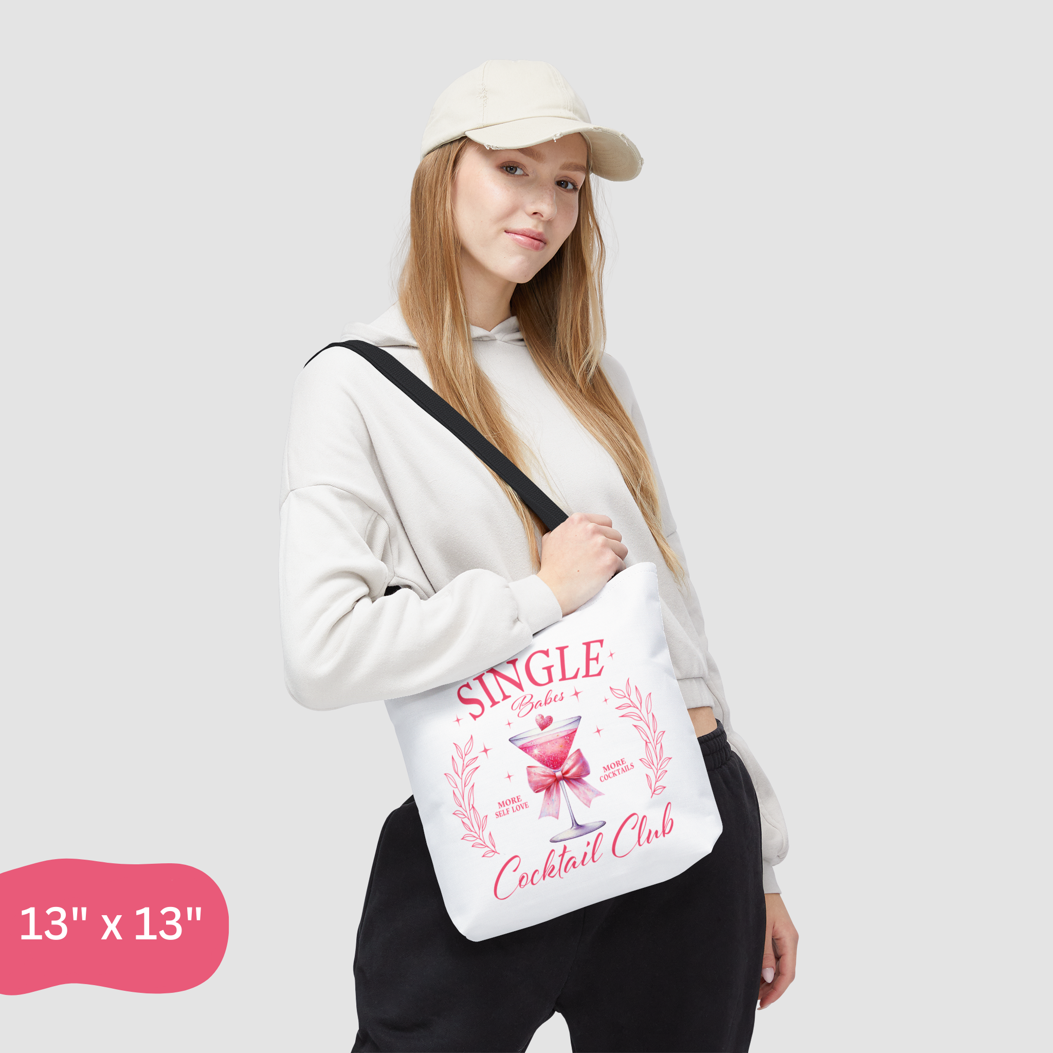 "Single Babes Cocktail Club" Pink Martini Tote Bag