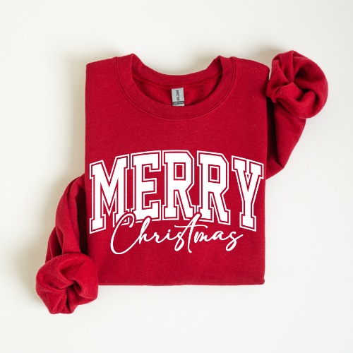 Cozy Merry Christmas Red Holiday Crewneck