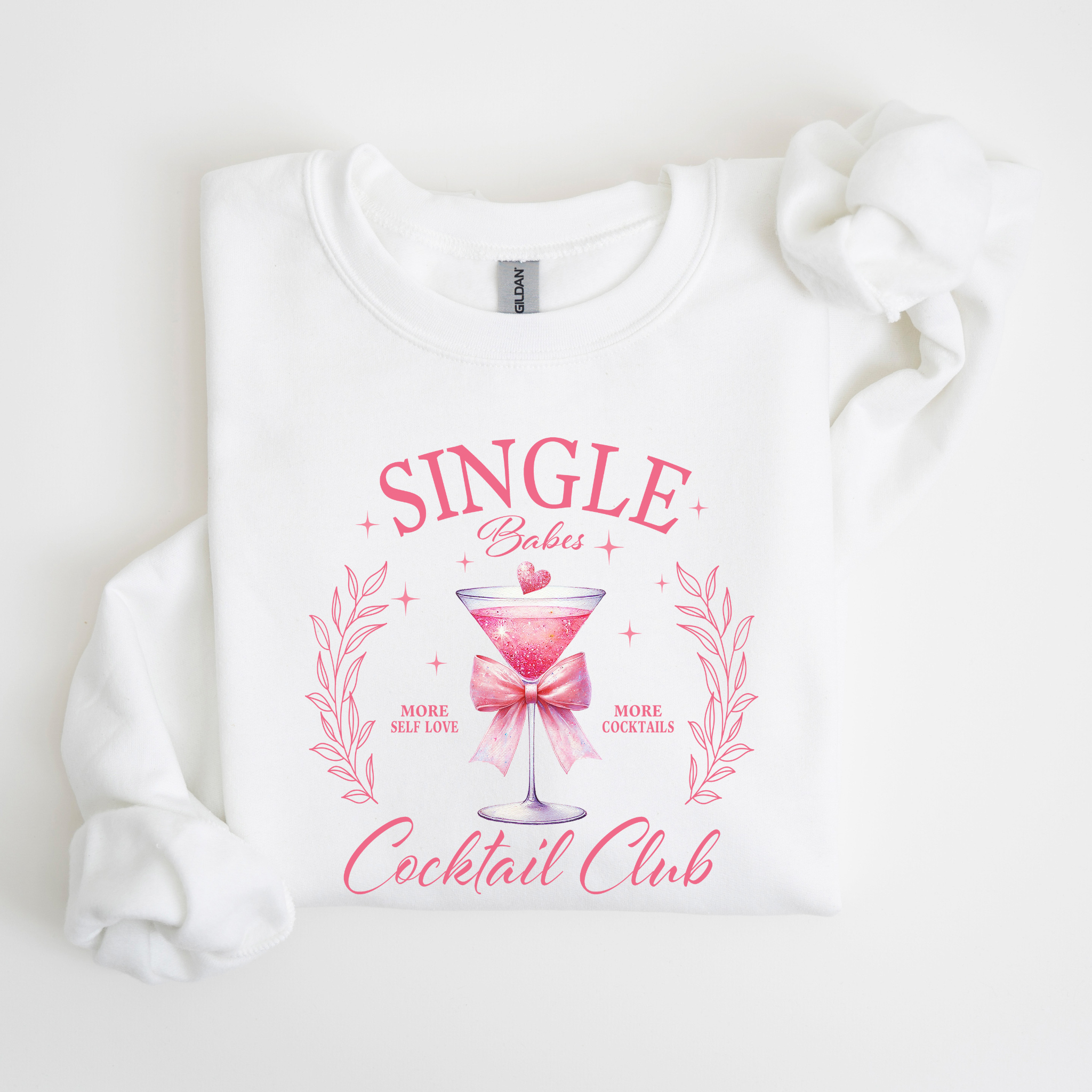"Single Babes Cocktail Club" Pink Martini Crewneck