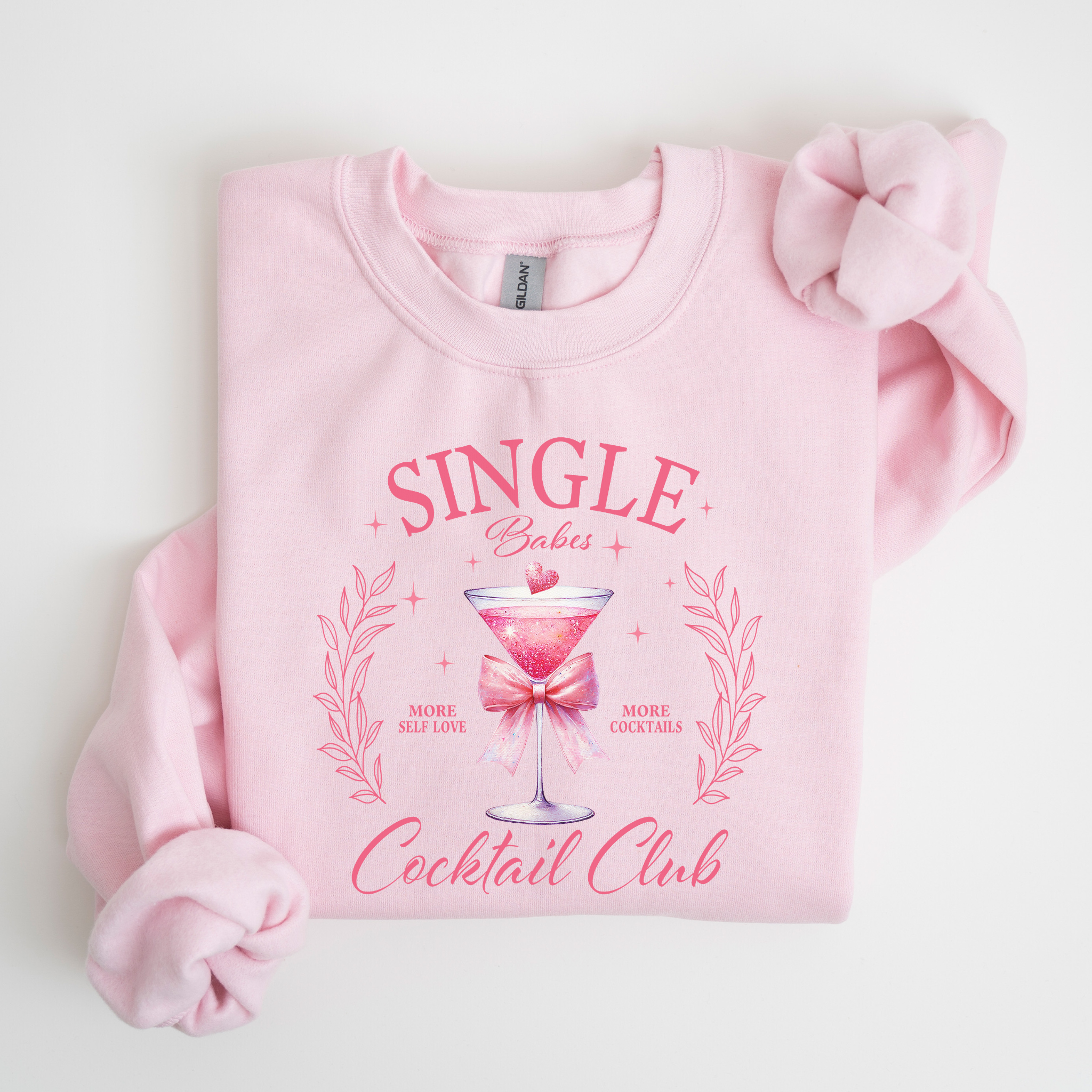 "Single Babes Cocktail Club" Pink Martini Crewneck