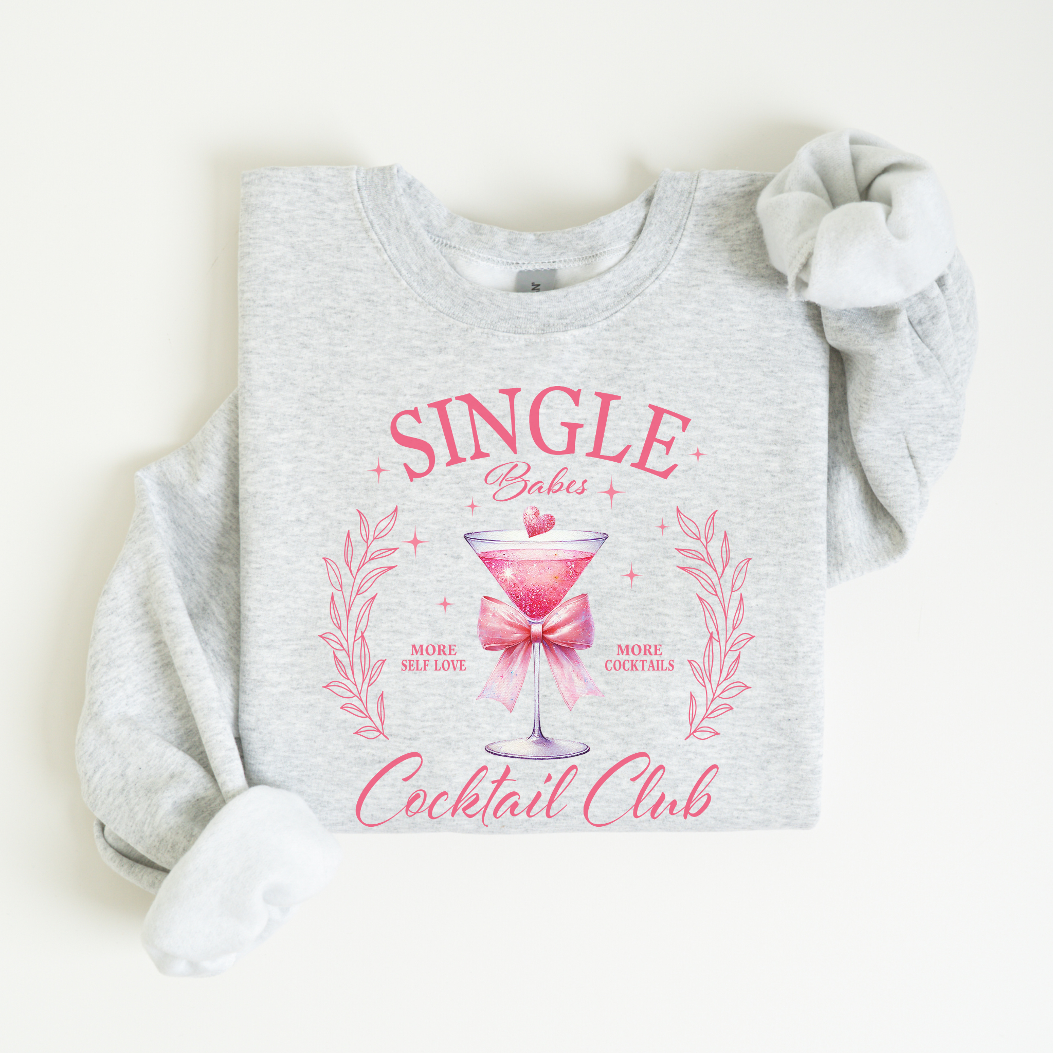 "Single Babes Cocktail Club" Pink Martini Crewneck