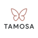 Logo of Tamosa with a butterfly design on a white background